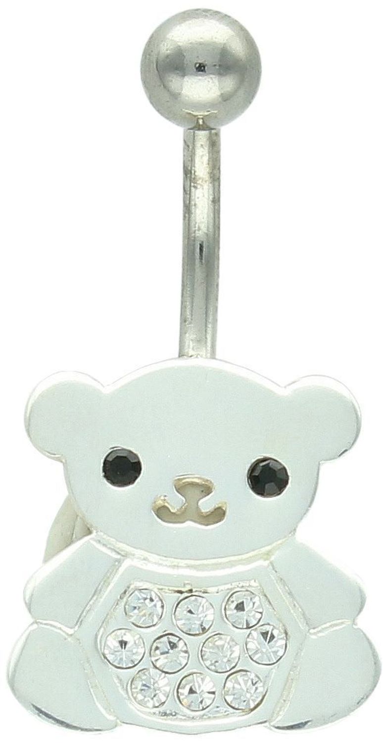 Kolczyk do pępka miś – srebro 925 z białymi cyrkoniami.jpg